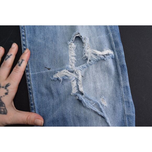 Hudson Skinny Jeans Medium Blue Distressed Knee Super Soft Womens 27 - Picture 10 of 12